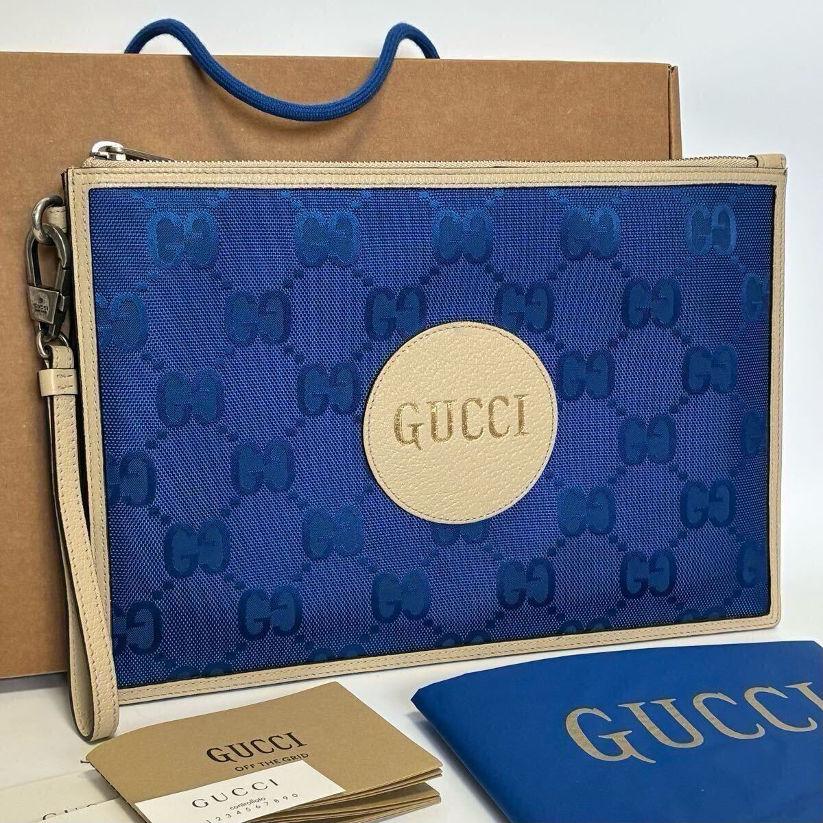 C (やや傷や汚れあり)】☆GUCCI グッチ オフザグリッド クラッチバッグ 
