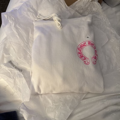 CHROME HEARTS クロムハーツ パーカー 新品・未使用品 ホワイト ホースシュー柄ピンク 希少品