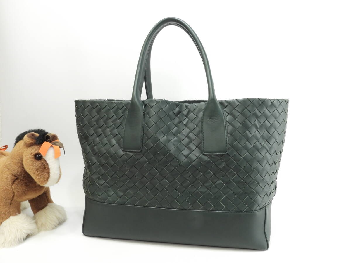 ボッテガヴェネタ トートバッグ大 中イントレチャート レザー緑 メンズハンドバッグ 美品@B08524158F