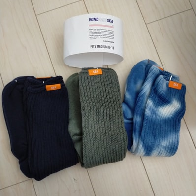 新品未使用 WIND AND SEA 3色セット ロングソックス 靴下 ウィンダンシー