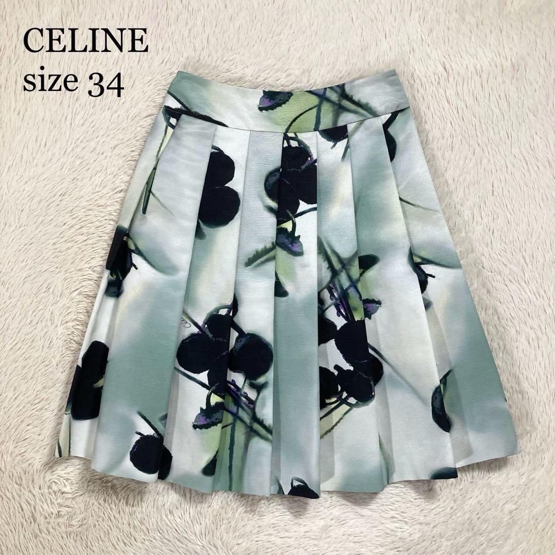 海外最新 CELINE 目立った傷や汚れなし】美品 セリーヌ プリーツ フレア スカート