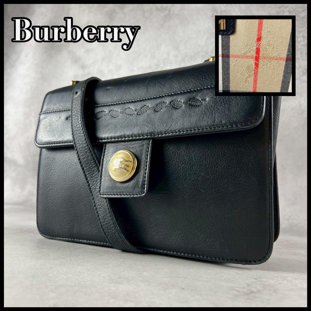目立った傷や汚れなし】Burberry Leather ShoulderBag ShadowHorse  