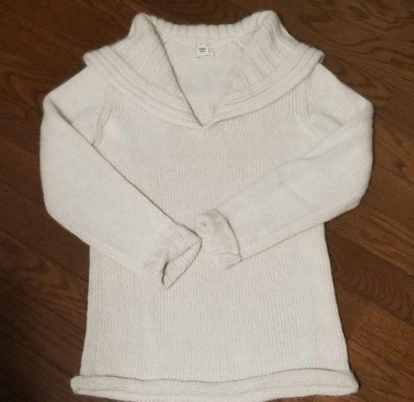 エルメス　ニット　アルパカ　ショールカラー　オフホワイト　Mサイズ位