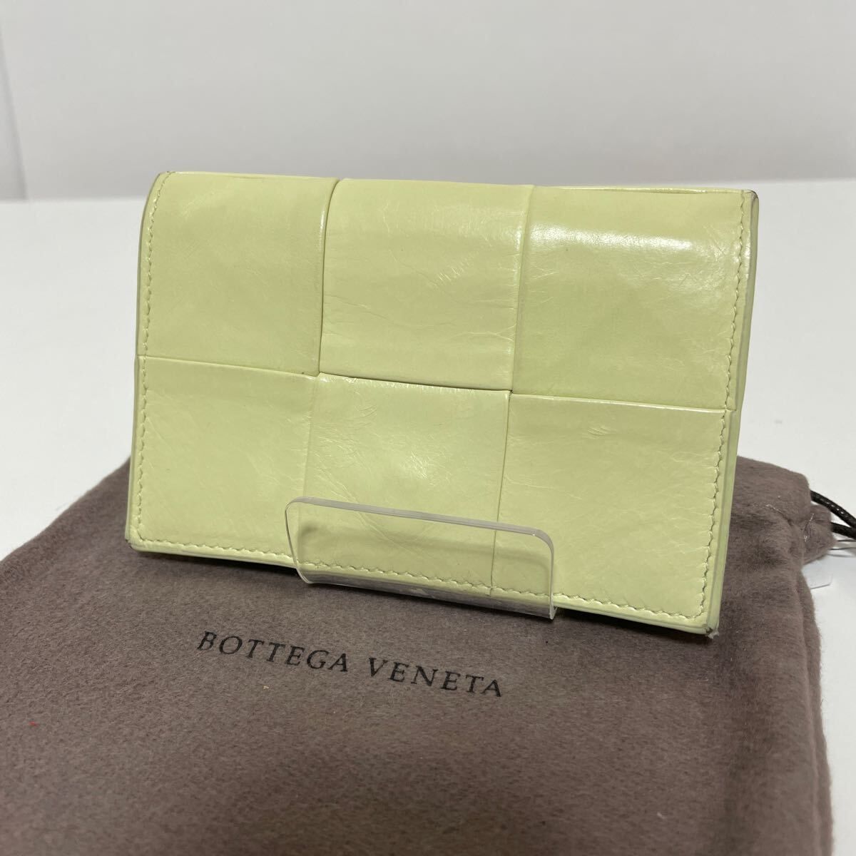 BOTTEGA VENETA ボッテガヴェネタ マキシイントレチャート 二つ折り カードケース レモン 中古