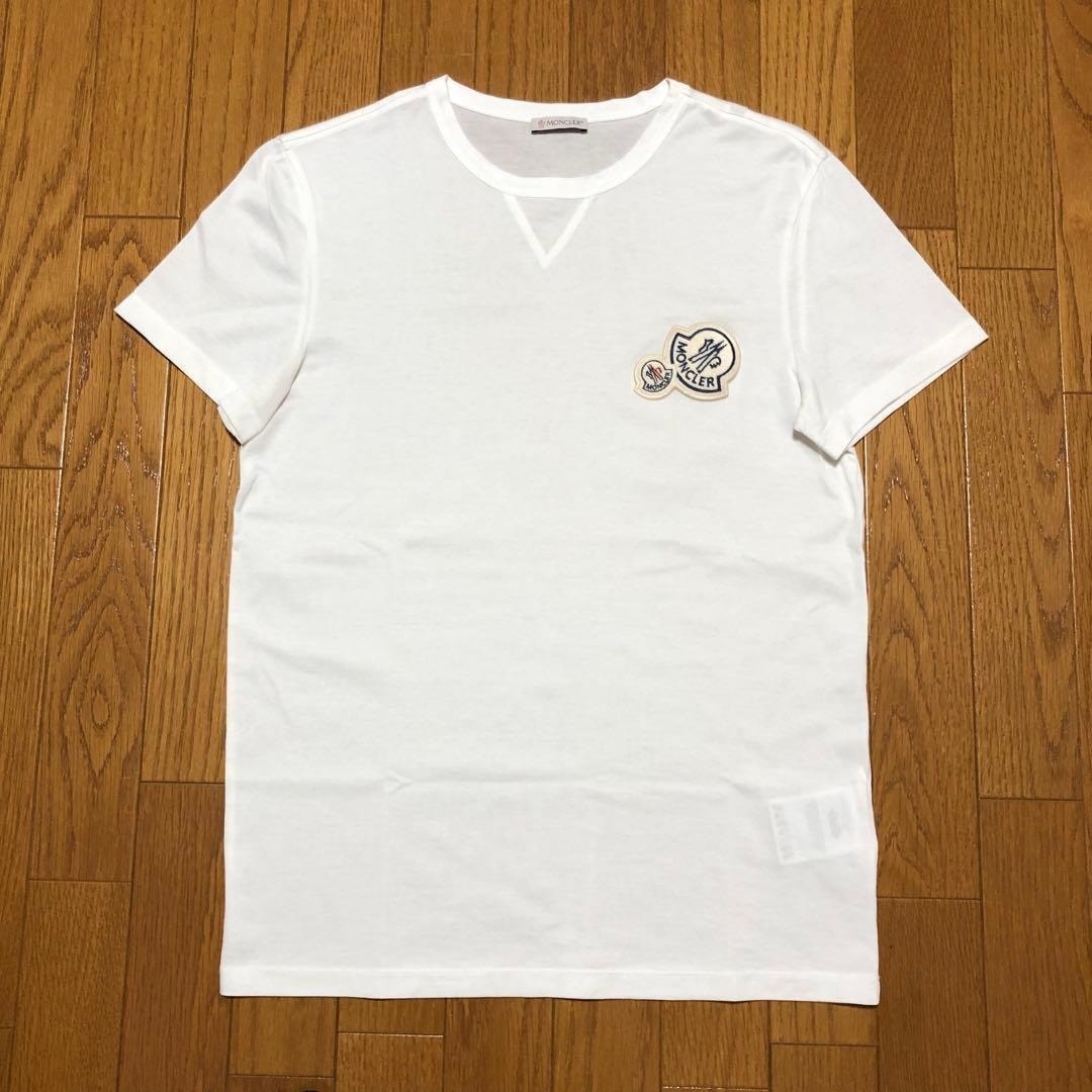 〔新品同様〕MONCLER ダブルロゴ　ワッペン　Tシャツ　ホワイト　4S351
