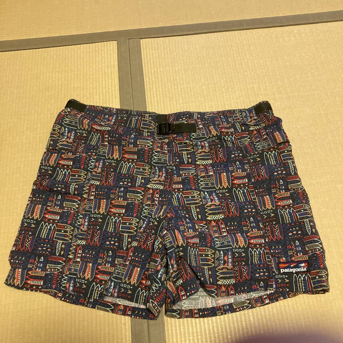 パタゴニア 90s リバーショーツ M 波タグ ネイティブ柄 バギーパンツ 希少