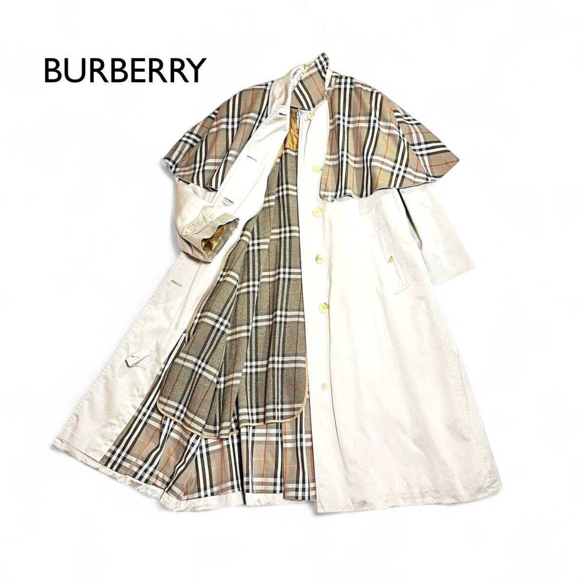 J77 BURBERRY ケープコートトレンチコートノバチェック裏地総柄