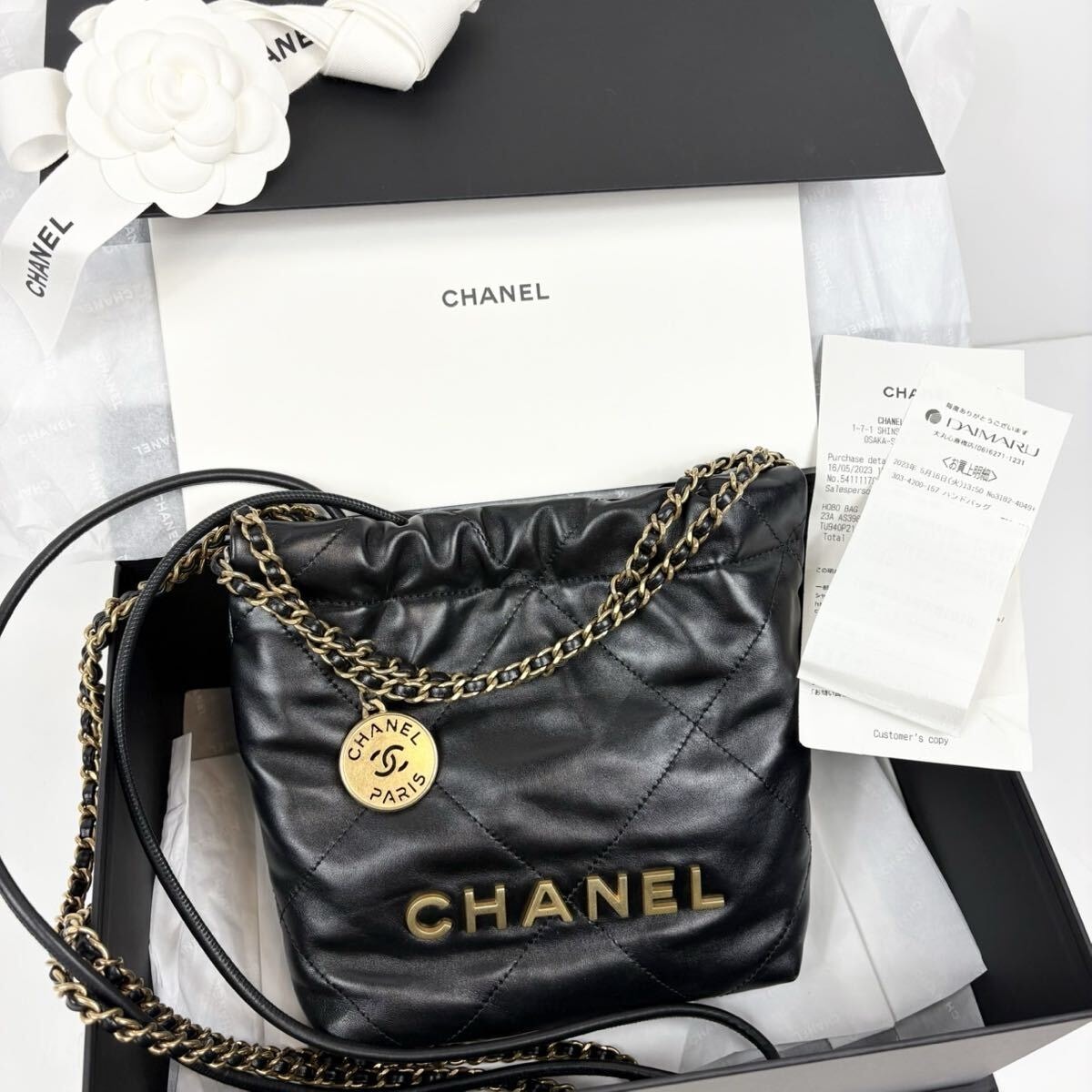レシート付き 美品 シャネル22 ミニ ショルダーバッグ CHANEL