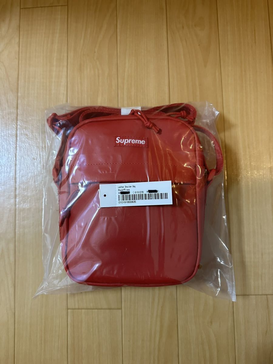 Supreme Leather Shoulder Bag Red 23FW Week10 シュプリーム レザー ショルダー バッグ レッド 赤 エンボスロゴ裏地 カバン 23AW