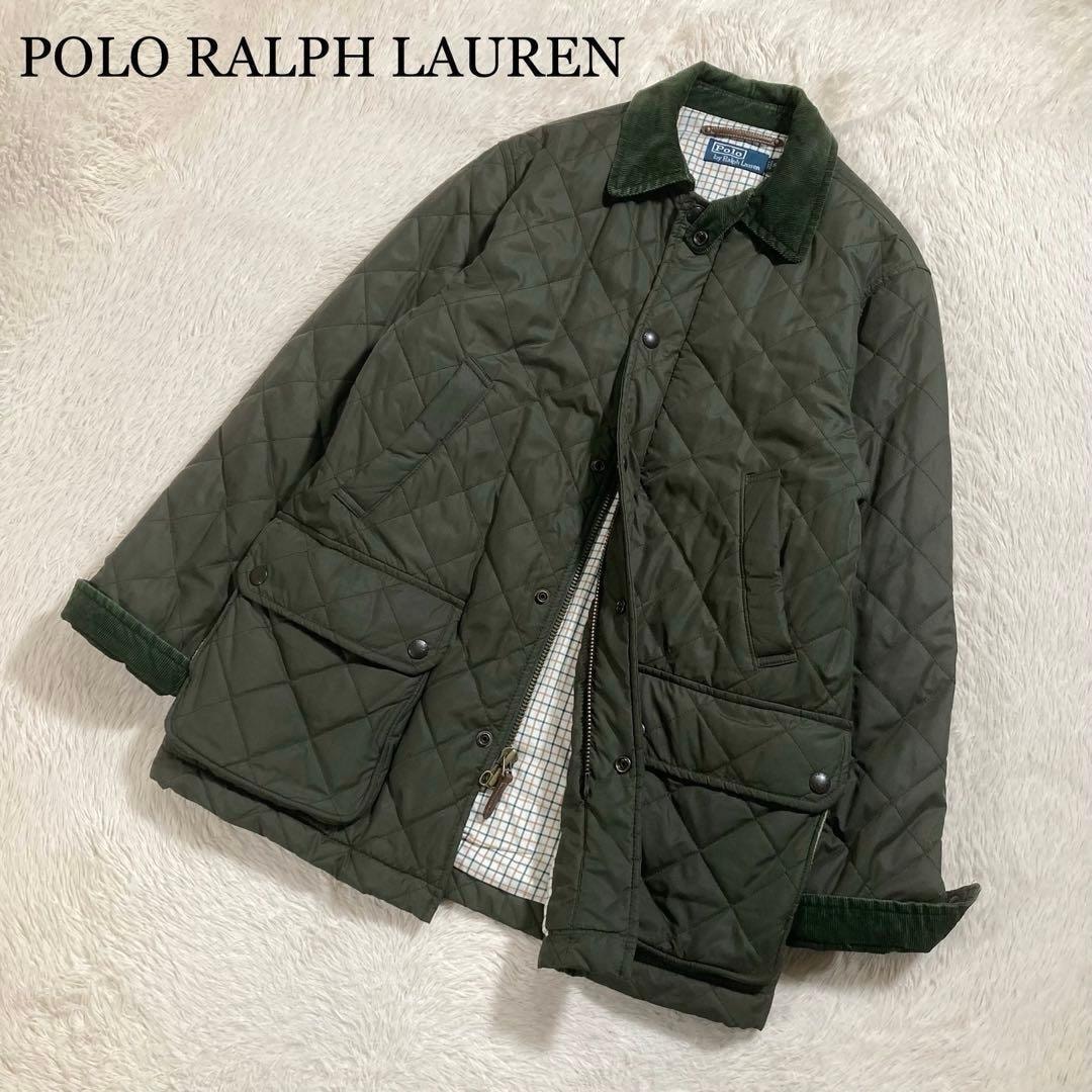 美品 POLO RALPH LAUREN ポロラルフローレン キルティングジャケット 襟コーデュロイ 中綿入り ロゴ
