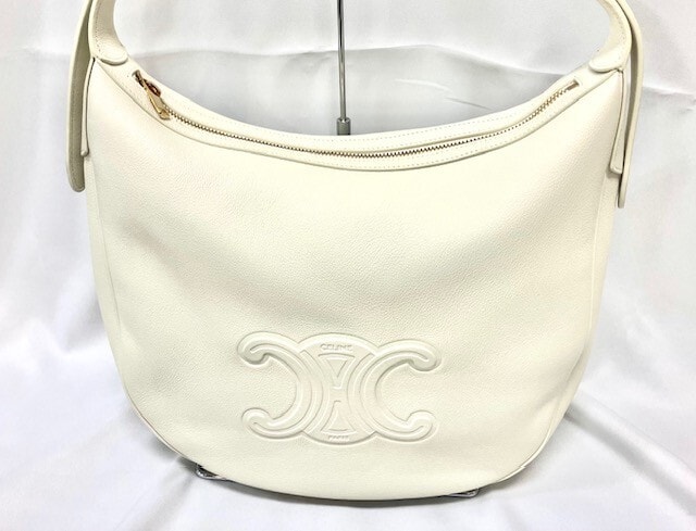極美品★CELINE セリーヌ エロイズ ミディアム ホワイト カーフスキン ワンショルダーバッグ