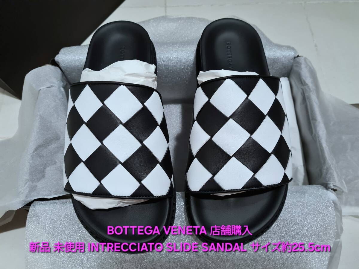 新品 未使用 BOTTEGA VENETA ボッテガヴェネタ INTRECCIATO SLIDE SANDAL イントレチャート スライド サンダル カーフスキン 約25.5cm