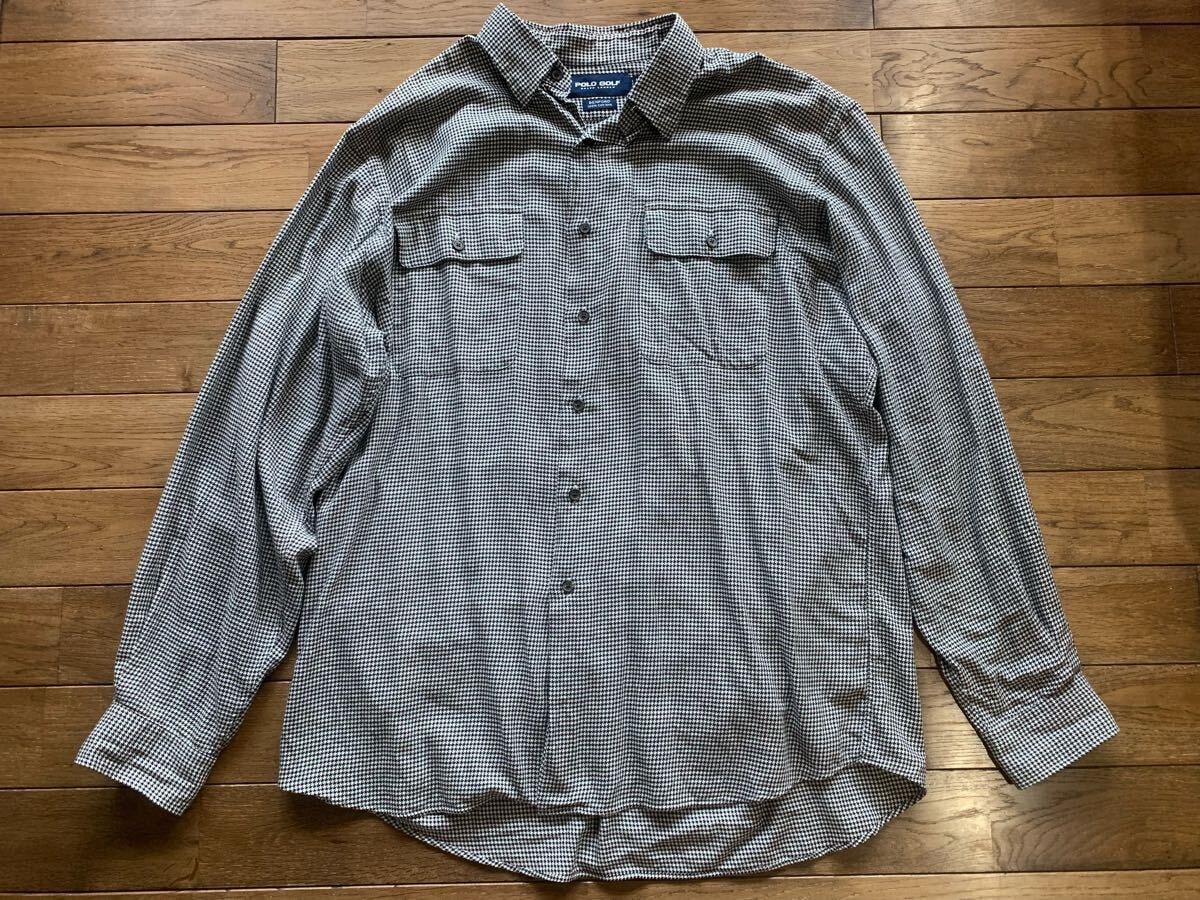 Lサイズ／90s POLO GOLF BENFORD 長袖シャツ 千鳥柄　ベンフォード