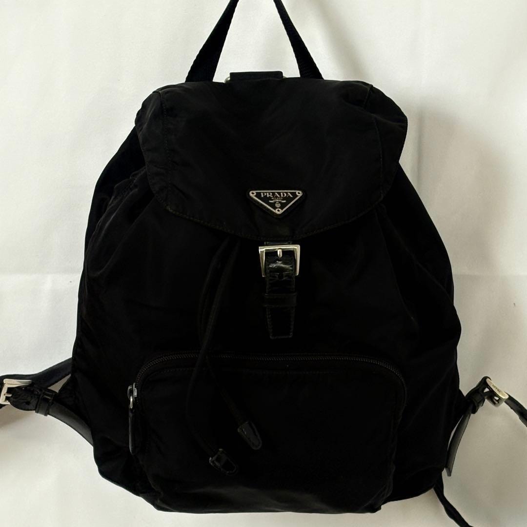 極美品　定番PRADA VELAナイロン リュックサック黒ギャラ付