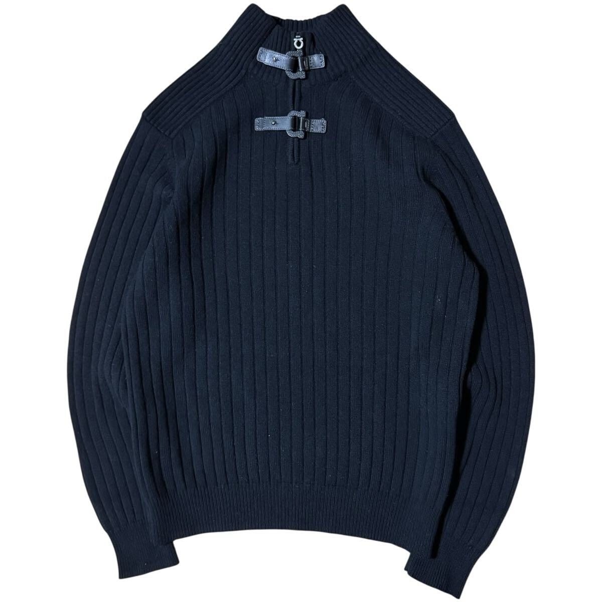 【美品】フェラガモ☆カシミヤ100% ガンチーニ　ジップ　ハーフジップ　Lサイズ 美品】フェラガモ☆カシミヤ100% ガンチーニ ジップ ハーフジップ L