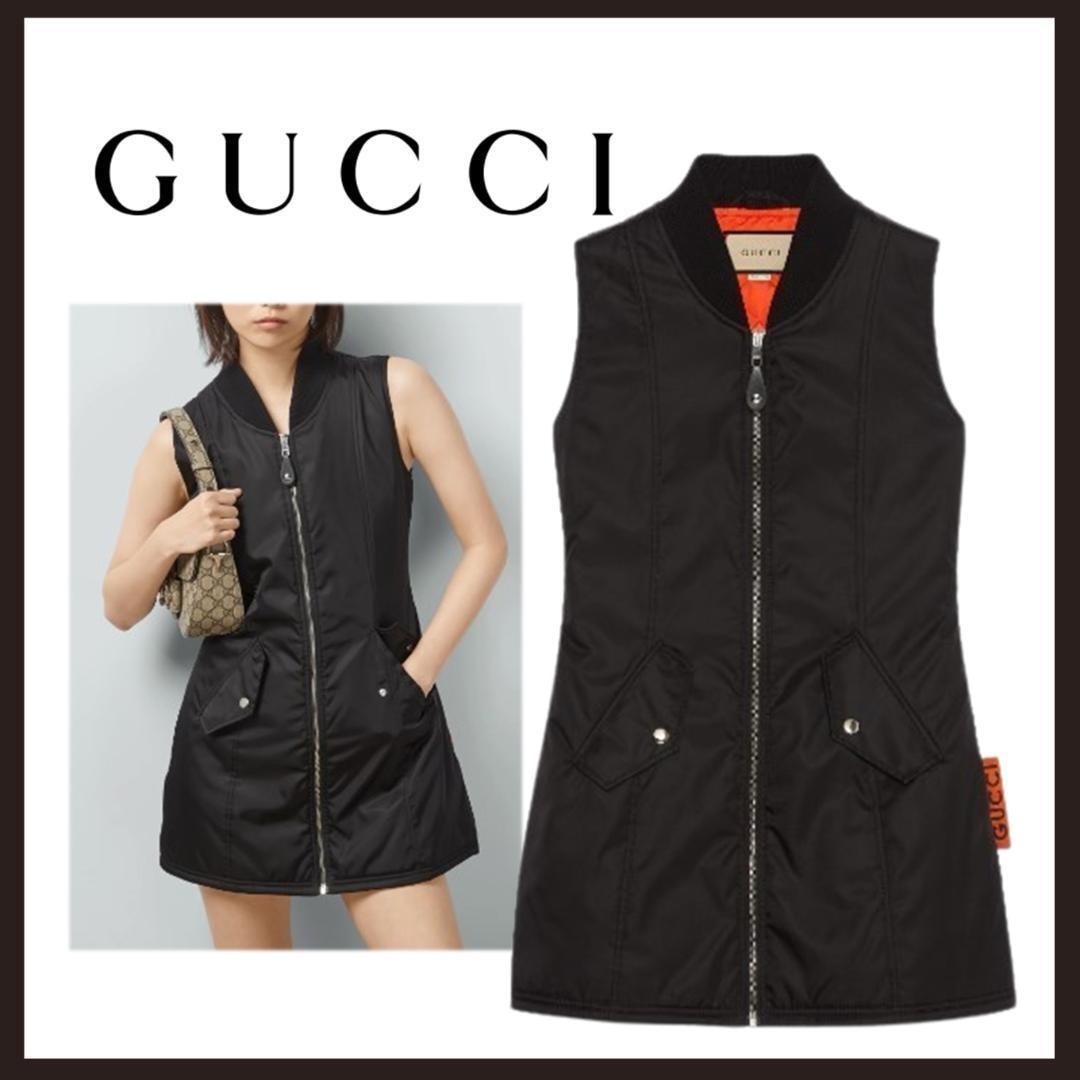 ○★新品 未使用 GUCCI グッチラベル ナイロン ドレス 定番ダウンアウター 新品・未使用(ワケあり)】○☆新品 未使用 GUCCI グッチラベル