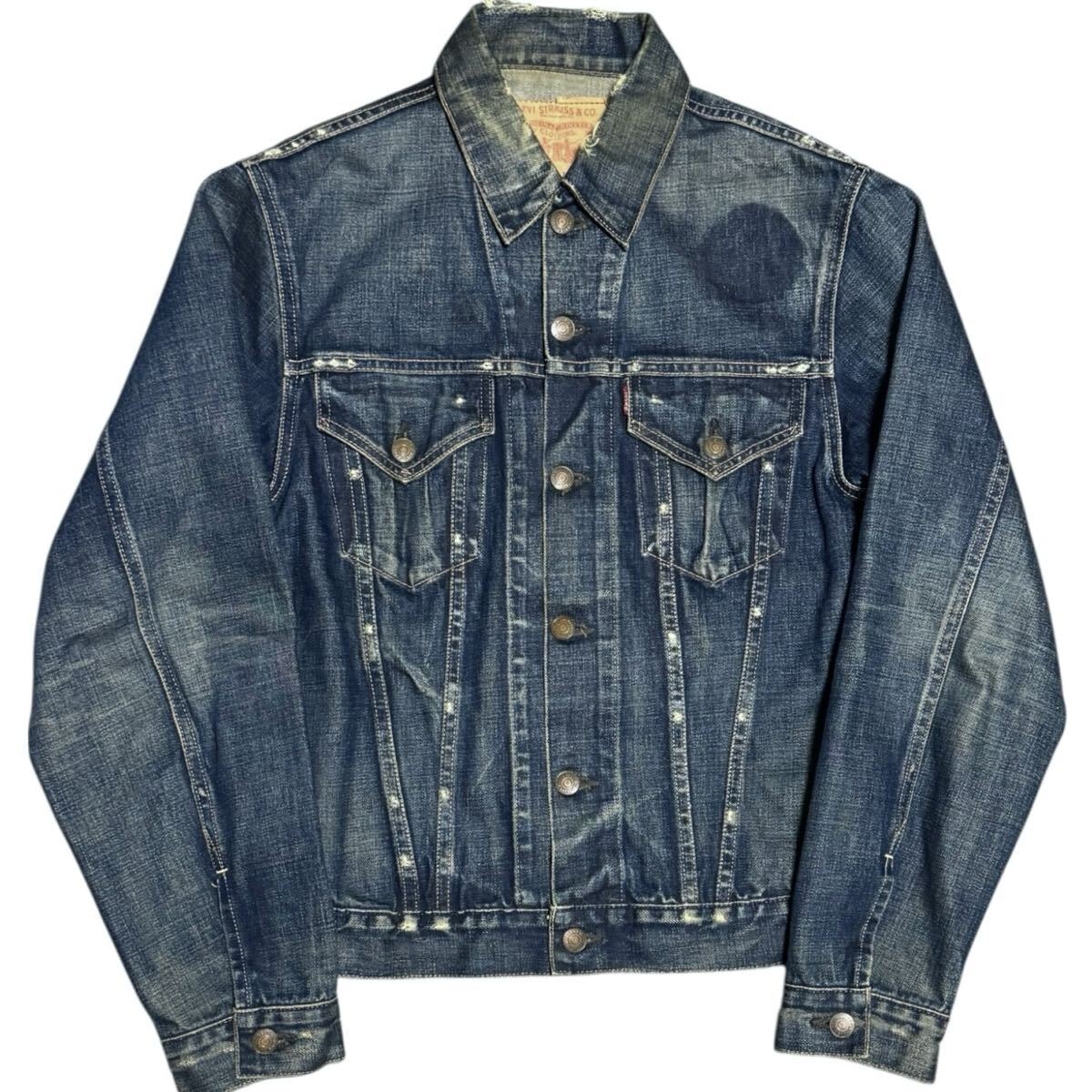 雰囲気抜群 LEVI'S VINTAGE CLOTHING LVC 濃紺 70505-0217 USED加工モデル 4th デニムジャケット サイズ38 旧日本製