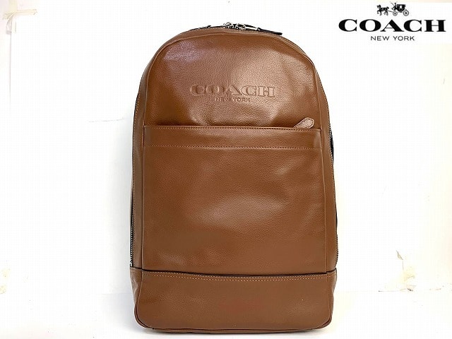 極美品★送料無料★ コーチ メンズ COACH チャールズ スポーツ レザー バックパック リュック サック ブラウン