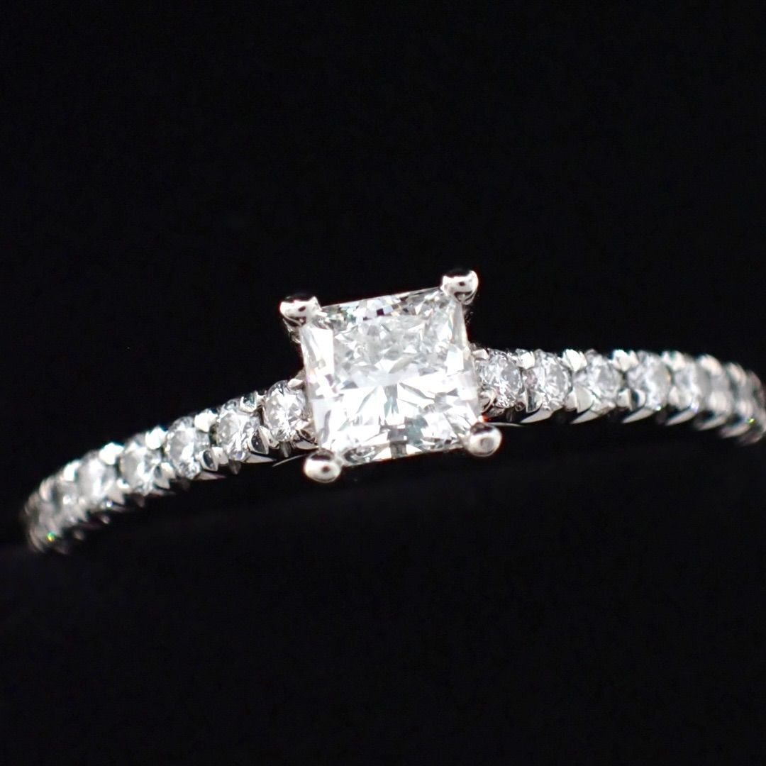 新品仕上げ ティファニー TIFFANY 8号 ノヴォ 0.30ct スクエア ハーフサークル ハーフエタニティ I VS2 3EX ダイヤ リング Pt950 4467