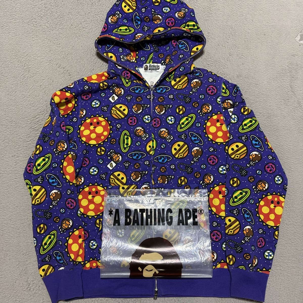 超希少 A BATHING APE BABY MILO 総柄 フルジップパーカー ☆青山限定☆ BABY MILO フルジップ パーカー Lサイズ a bathing ape