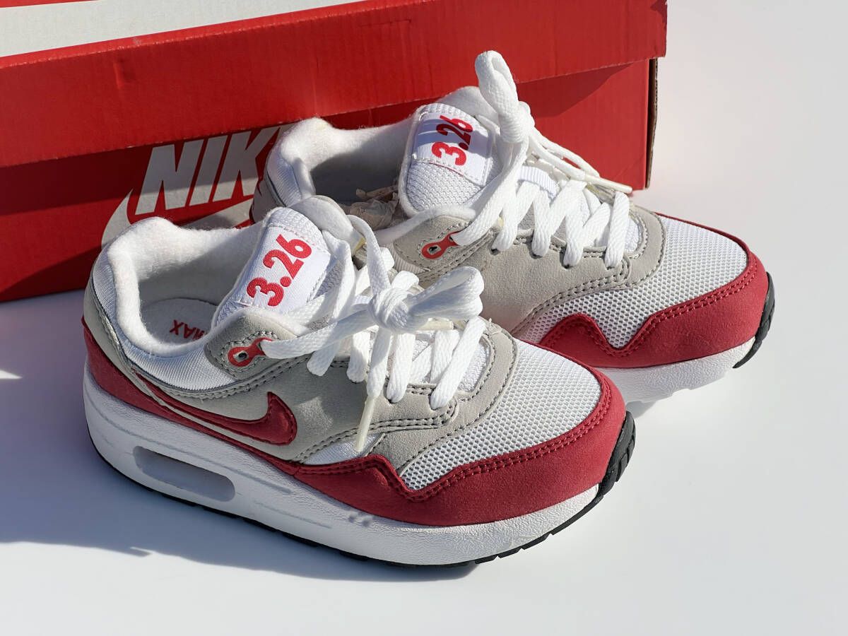 US11C 17cm NIKE AIR MAX 1 QS PS 919891-101 ナイキ エアマックス 白 赤 WHITE RED キッズサ 3.26 アニバーサリー