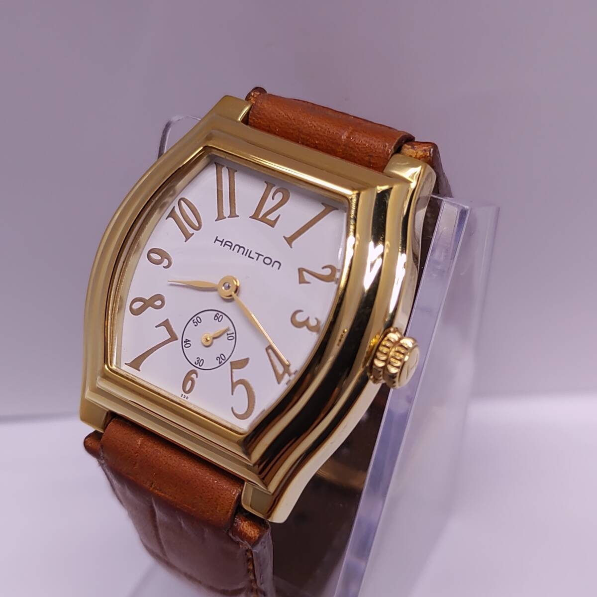 【稼働品】HAMILTON ハミルトン ダッドソン H273310 スモセコ 腕時計 ゴールドカラー