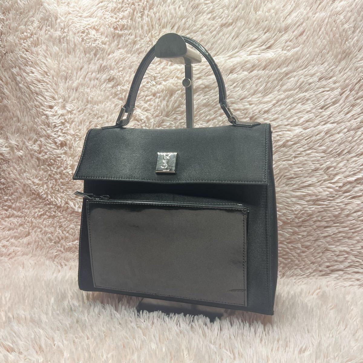 YSL イヴサンローラン ハンドバッグ フォーマル ロゴ金具 ブラック レア
