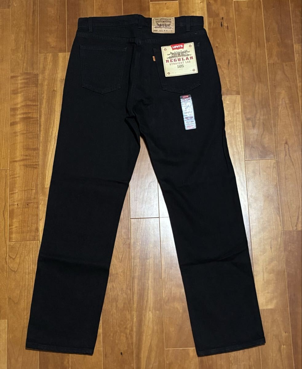 Deadstock フラッシャー付きLevi’s 505 後染めサルファブラック USA製 W36 L32 オリジナルレングス