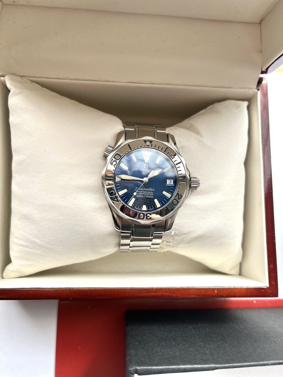オメガ シーマスター プロフェッショナル 300 自動巻き 腕時計 ブルー文字盤 美品 稼働 メンズ ネジ込みリューズ OMEGA