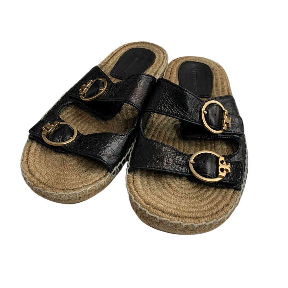 【26cm】トリーバーチ TORY BURCH サンダル エスパドリーユ 黒