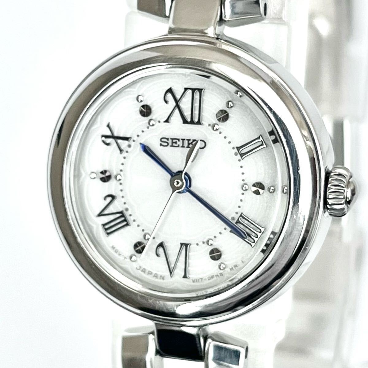 【稼働】磨き済み セイコー SEIKO レディース 腕時計 ソーラー 美品 白文字盤 s2091