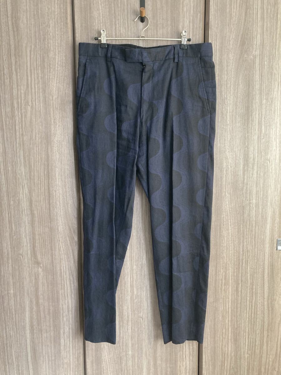 美品 2019ss パントン期 DRIES VAN NOTEN スラックス 紺黒 ドリスヴァンノッテン 48 スラックス ボトムス