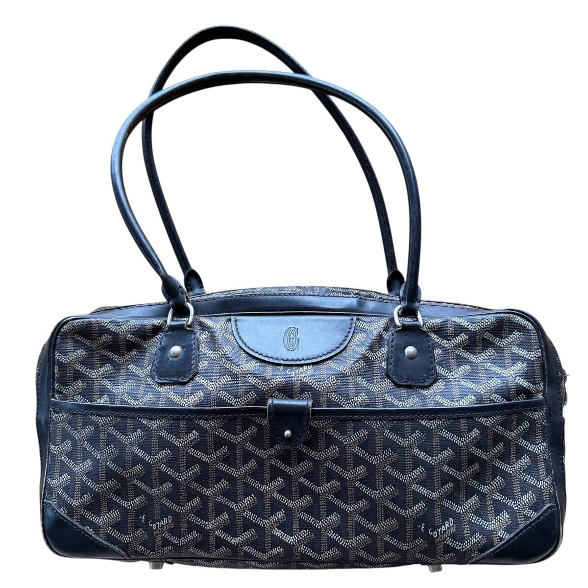 ゴヤール ハンドバッグ ショルダーバッグ サンマルタン ロゴ ブラック ブラウン シルバー金具 GOYARD