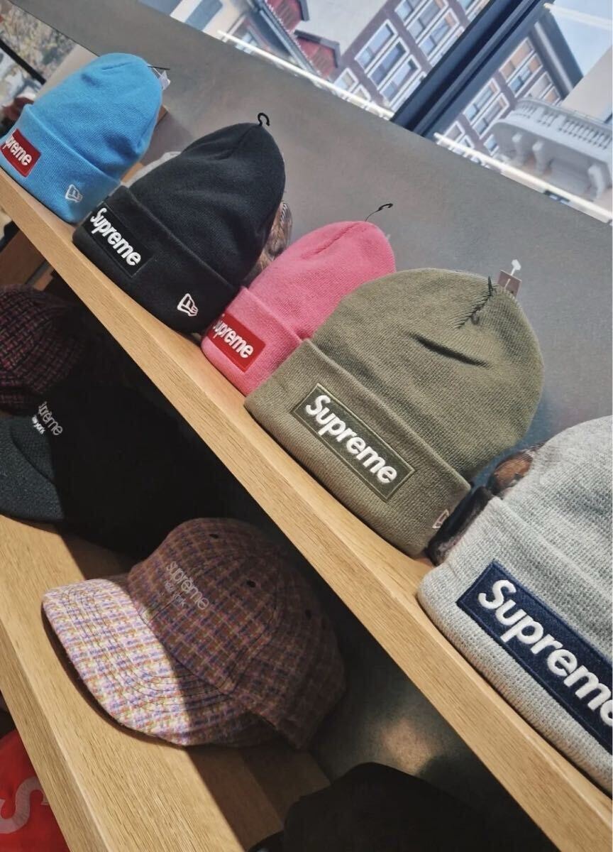 新品 国内正規品 シュプリーム ボックス ロゴ ビーニー supreme box logo new era beanie Magenta ピンク ニット 25 FW ロゴステッカー