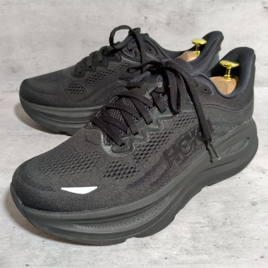 【HOKA ONE ONE】ホカオネオネ☆BONDI ９ WIDE☆ボンダイ9ワイド☆厚底スニーカー☆オールブラック☆黒☆メンズ靴☆26.5cm