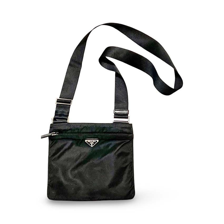 PRADA プラダ トライアングルロゴ ミニ ショルダーバッグ ブラック ナイロン レザー イタリア製