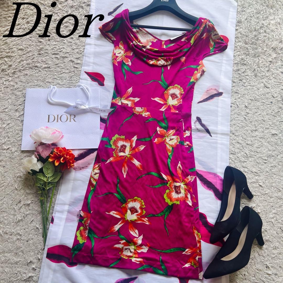 送料無料 通販  目立った傷や汚れなし】【美品】Christian Dior 総柄ワンピース ワンピース