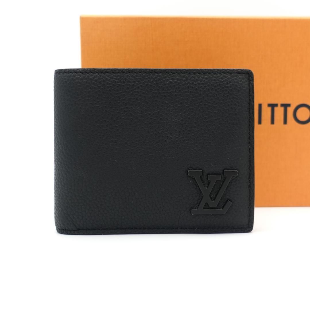 未使用級 ルイヴィトン ポルトフォイユマルコ LV アエログラム 二つ折り財布 ブラック メンズ モノグラム