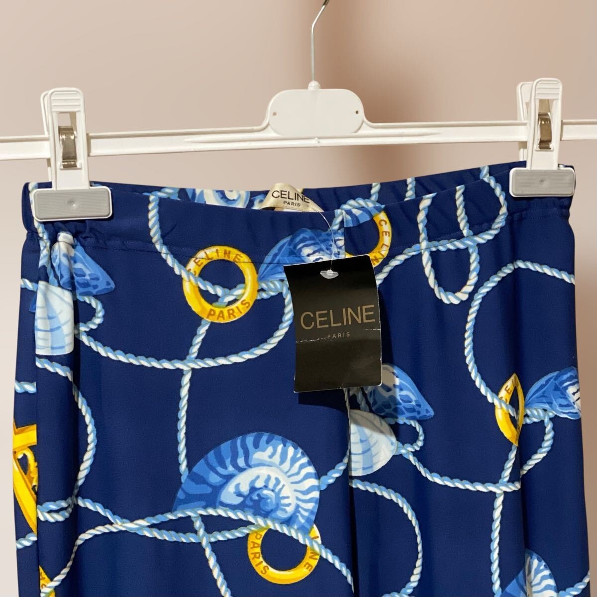 未使用 希少 CELINE マリンモチーフ ストレッチパンツ ジョガーパンツ アクセサリー柄 マルチカラー ヴィンテージ オールド セリーヌ
