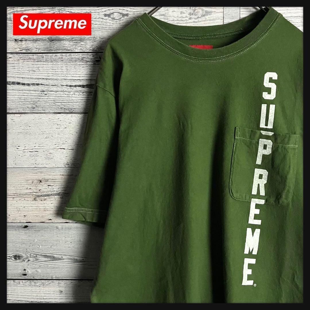 【人気デザイン】シュプリーム☆ラインビッグロゴ入り半袖Tシャツ 人気カラー