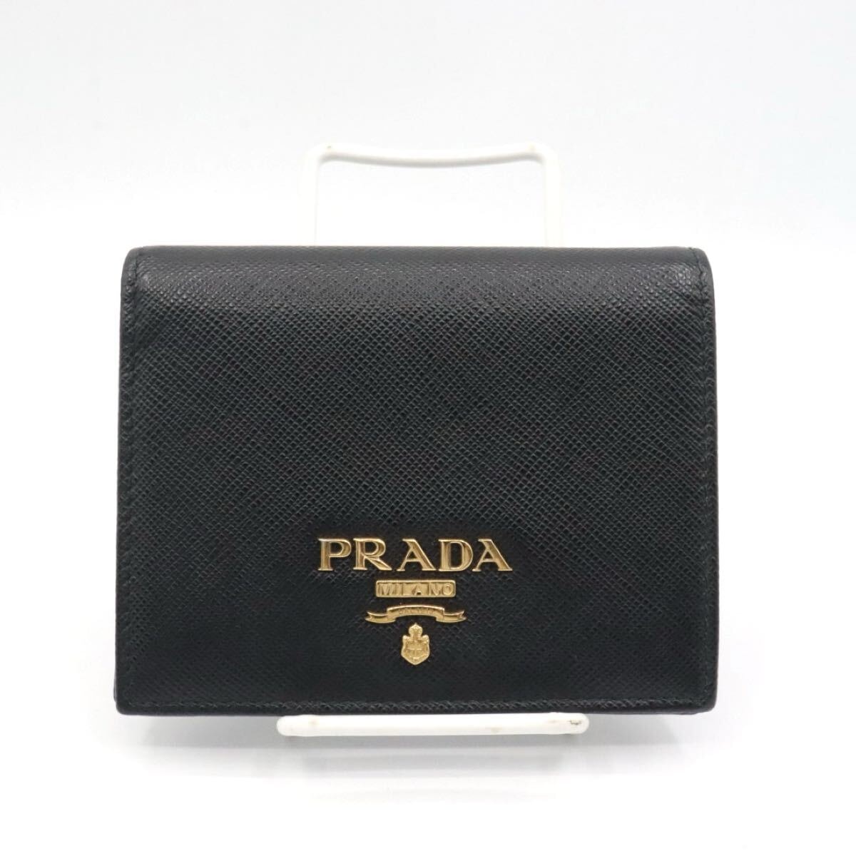 PRADA◇サフィアーノ長財布/PVC/ブラック/無地/ラウンドファスナー