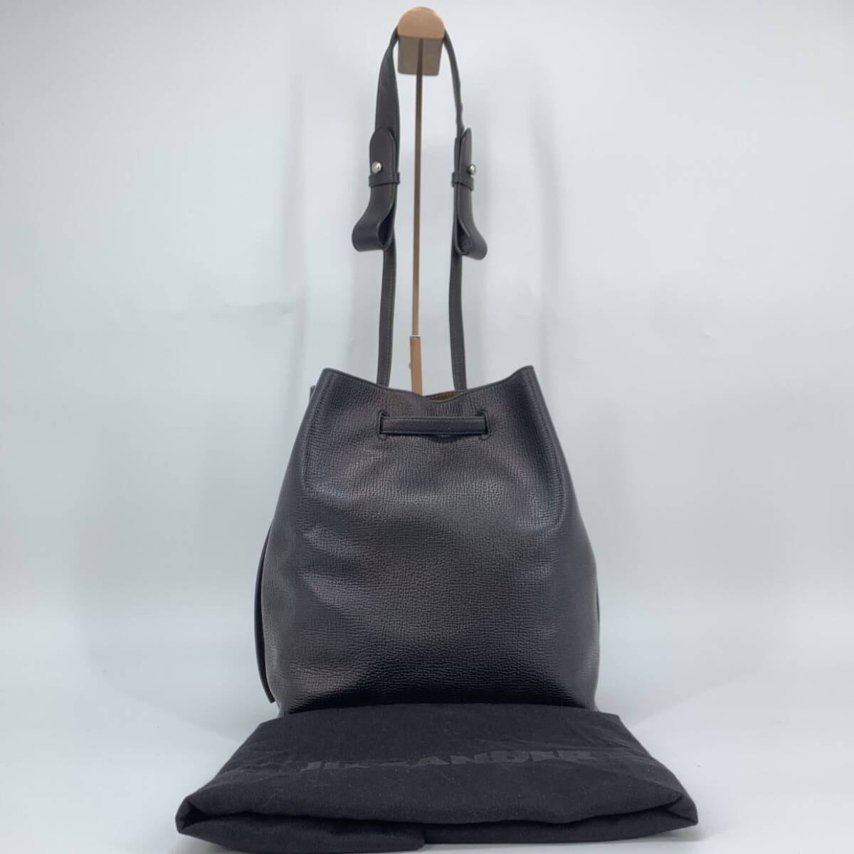 美品 JIL SANDER ジルサンダー レザー 巾着 CLIMB DRAWSTRING ショルダーバッグ ドローストリング 肩掛け ブラック 黒 スエード スウェード