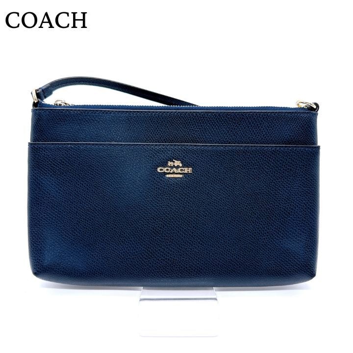 COACH コーチ ハンドバッグ レザー ワンハンドル ミニバッグ ネイビー系