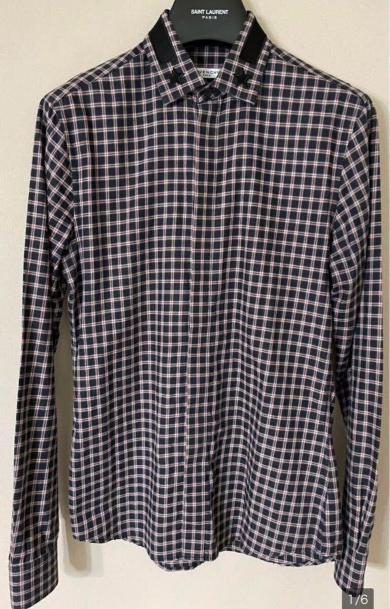定価8万★GIVENCHY 15-16aw リカルドティッシ期 ★スター　比翼チェックシャツ 38 【国内正規品】ジバンシィ Riccardo Tisci 15F6001 308
