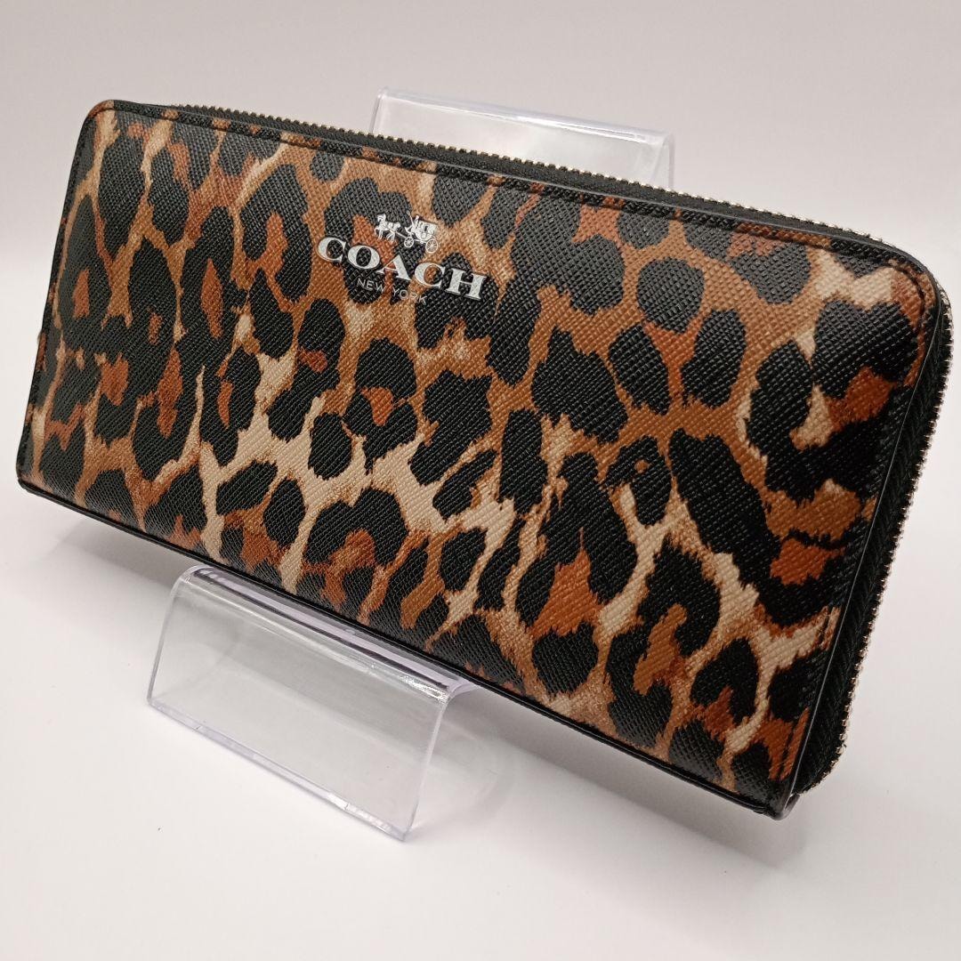 COACH コーチ 長財布 ヒョウ柄 レオパード ラウンドファスナー