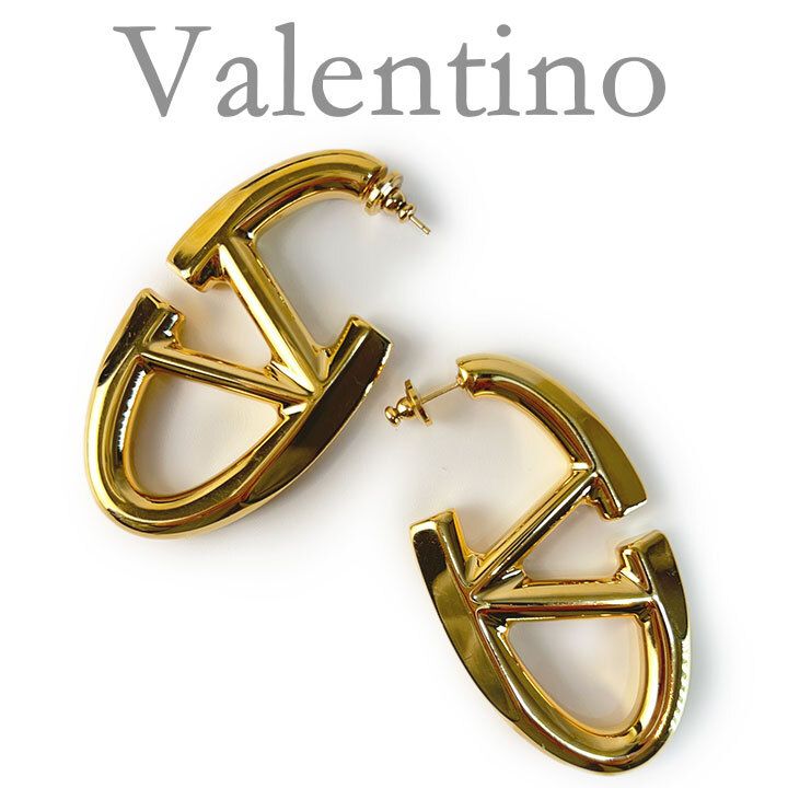 極美品Valentino ボールドエディション ゴールドピアス Vロゴ 大きめ