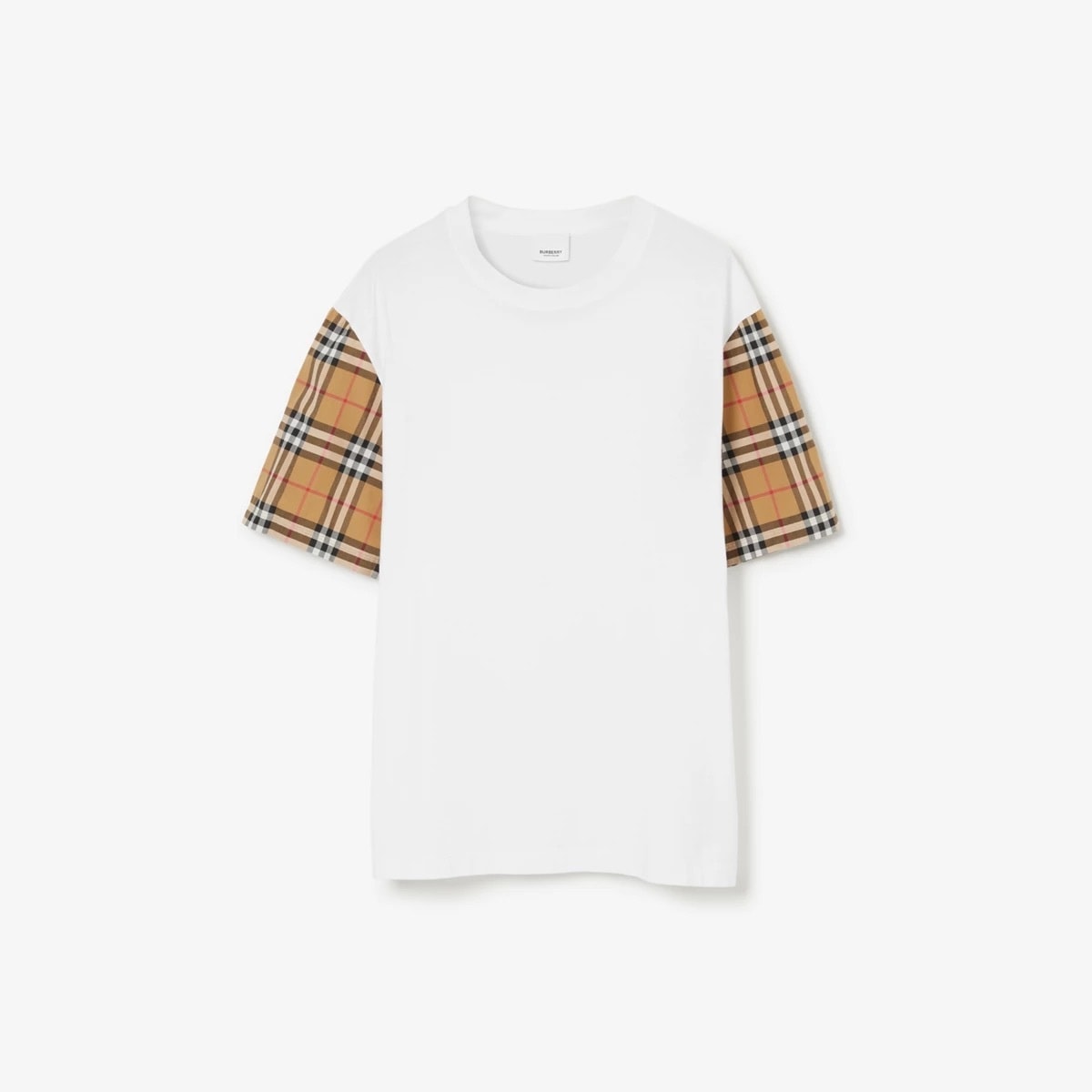 正規品　新品　海外限定バーバリー　BURBERRY 白チェック スリーブ コットンTシャツ