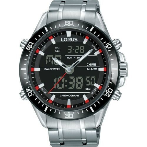 SEIKO LORUS アナデジハイブリット 100ｍ防水 ★精悍で美しいブラックベゼル ★日本未発売 逆輸入 欧州限定モデル 新品未使用 入手困難