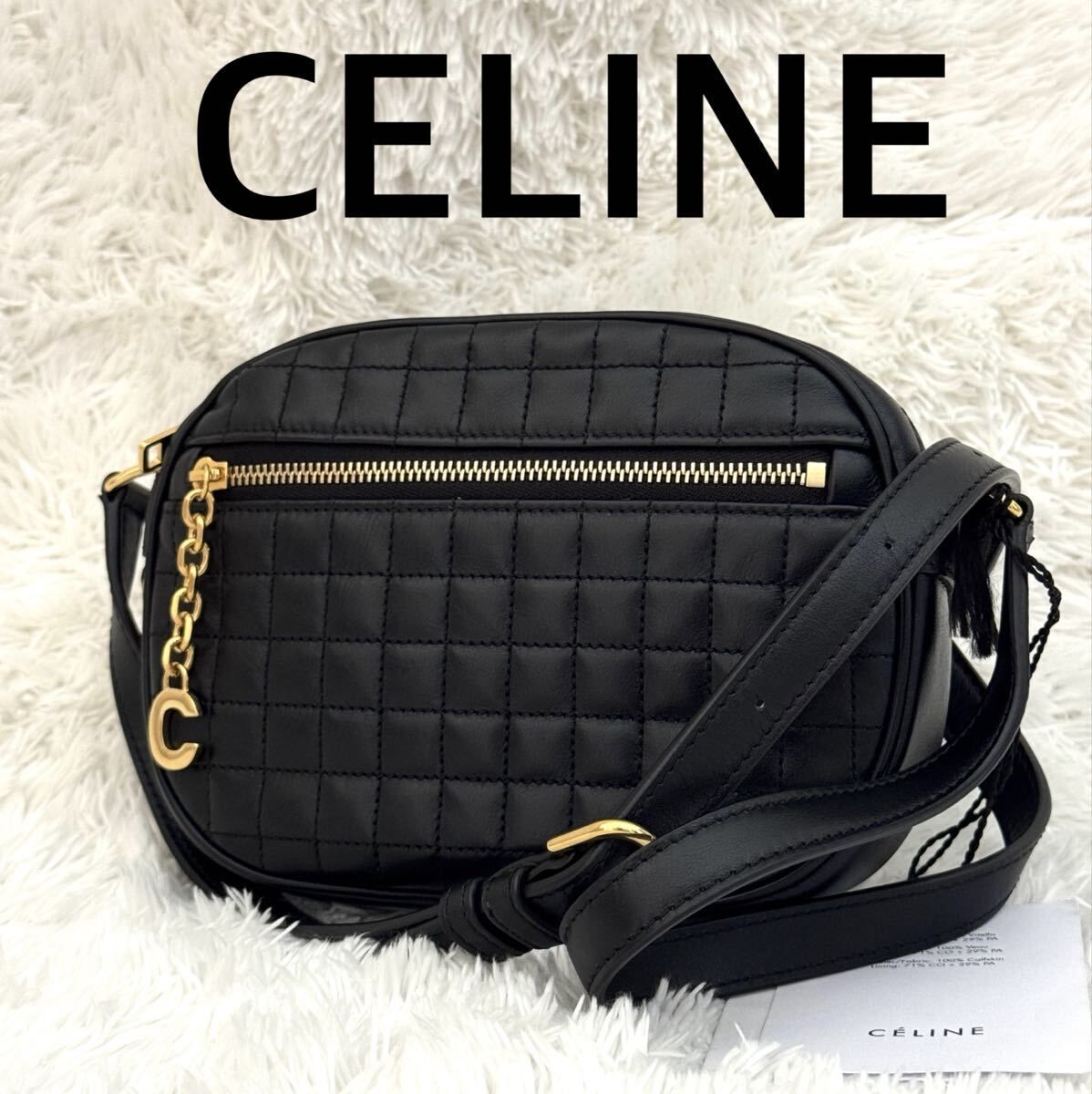 新品級⭐️CELINE セリーヌ Cチャーム カメラバッグ ショルダー ブラック CELINE セリーヌ Cチャーム スモール カメラバッグ クロスボディ