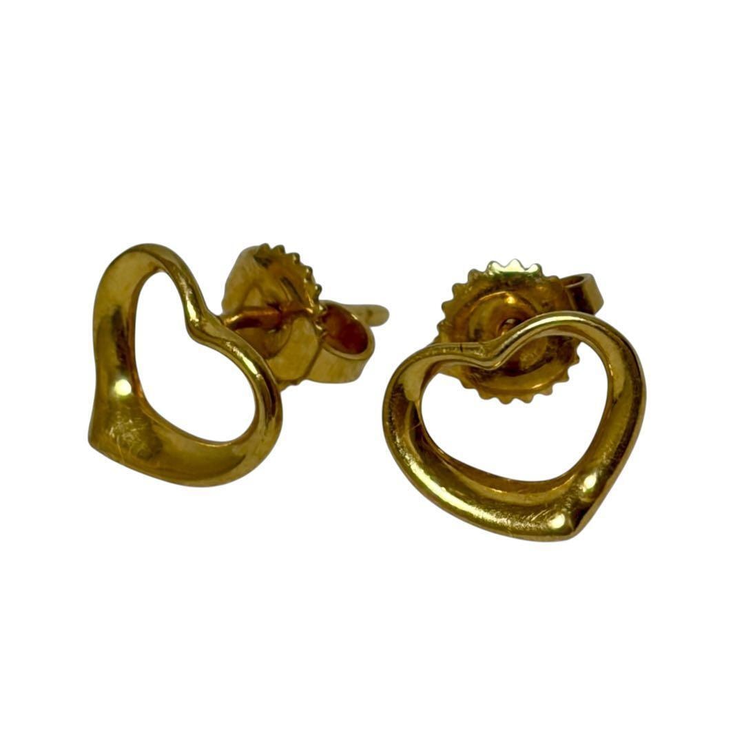 tiffany&co. ティファニー オープンハート エルサ・ペレッティ ピアス Au750 K18 イエローゴールド
